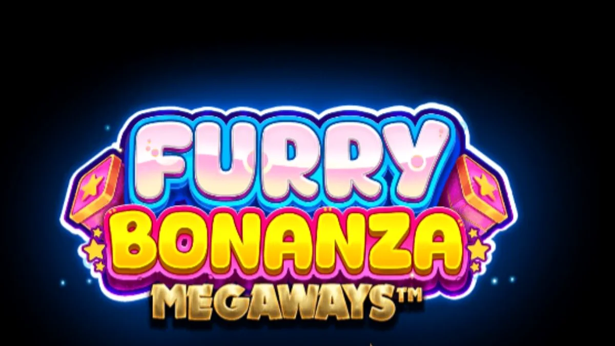 Tampilan layar permainan slot Furry Bonanza Megaways dengan karakter beruang lucu
