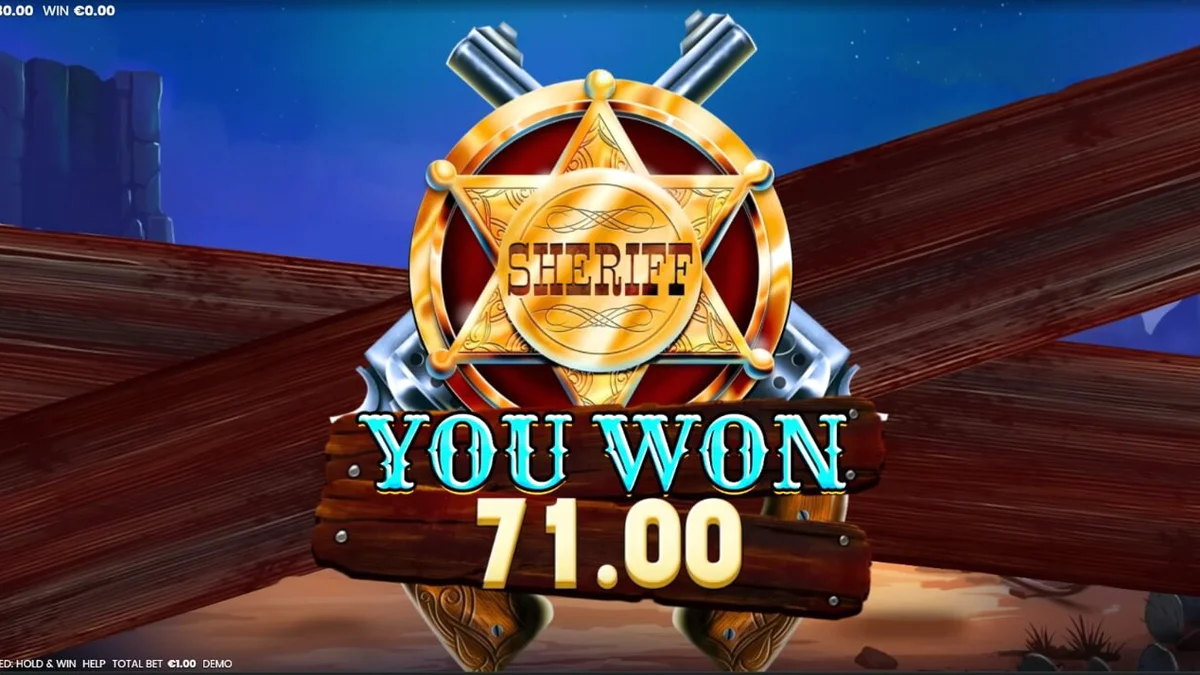 Pemandangan bertema Wild West dalam slot Most Wanted: Hold & Win